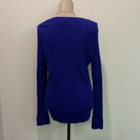 Talbots Blue Cable Crewneck Sweater - Picture 7 of 14